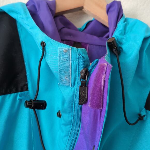 VTG 90s The North Face Extreme Anorak Long Cinch Jacket Blue Hooded Men's XL - Picture 4 of 15